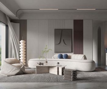 Modern Wabi-sabi Style A Living Room-ID:679924965