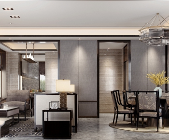 New Chinese Style A Living Room-ID:877661945