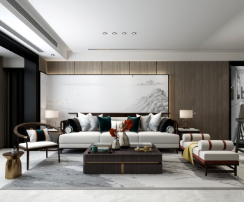 New Chinese Style A Living Room-ID:357438092