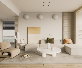 Modern Wabi-sabi Style A Living Room-ID:203624012