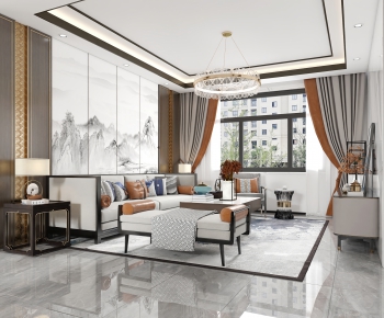 New Chinese Style A Living Room-ID:678972963