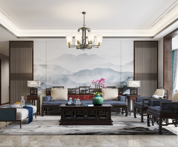 New Chinese Style A Living Room-ID:434073934