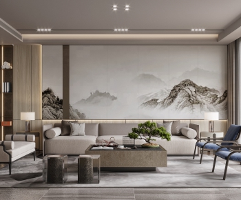 New Chinese Style A Living Room-ID:532350527