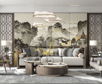 New Chinese Style A Living Room-ID:503359084