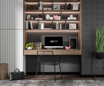 Modern Computer Desk And Chair-ID:118401131