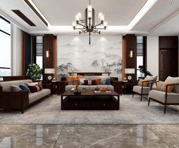 New Chinese Style A Living Room-ID:276613007