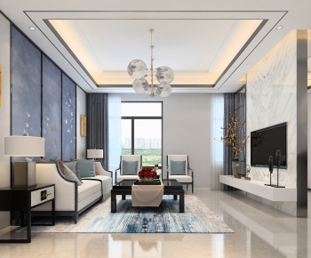 New Chinese Style A Living Room-ID:173049933