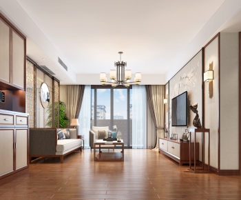 New Chinese Style A Living Room-ID:896035912