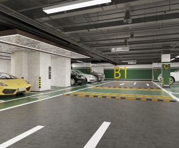Modern Underground Parking Lot-ID:384061105