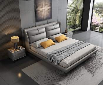 Modern Double Bed-ID:252420904