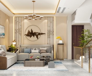 New Chinese Style A Living Room-ID:341403016