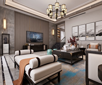 New Chinese Style A Living Room-ID:474129924