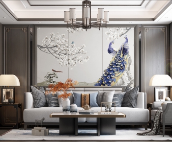 New Chinese Style A Living Room-ID:398339993