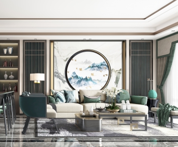New Chinese Style A Living Room-ID:863070967