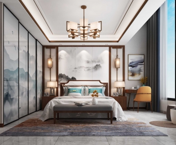 New Chinese Style Bedroom-ID:756367923