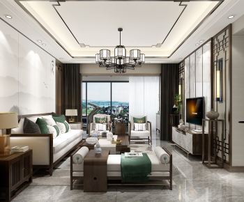 New Chinese Style A Living Room-ID:450380097