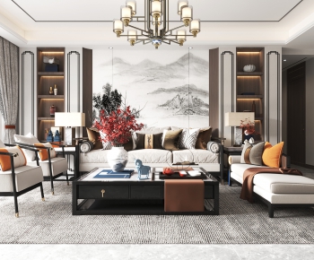 New Chinese Style A Living Room-ID:362288954