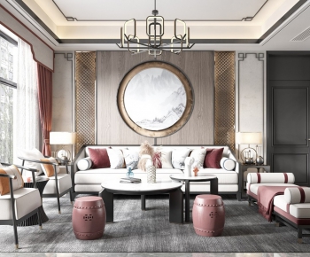 New Chinese Style A Living Room-ID:601649335