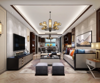 New Chinese Style A Living Room-ID:122272019