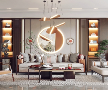 Modern New Chinese Style A Living Room-ID:995366104
