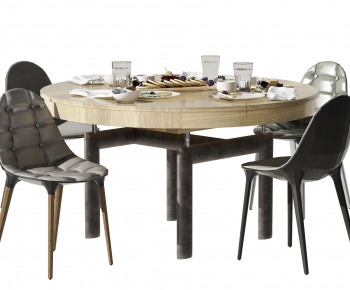 Industrial Style Dining Table And Chairs-ID:797475106