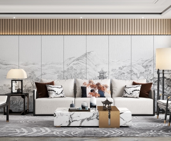 New Chinese Style A Living Room-ID:357373953