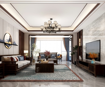 New Chinese Style A Living Room-ID:854954961