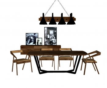 Industrial Style Dining Table And Chairs-ID:789290909