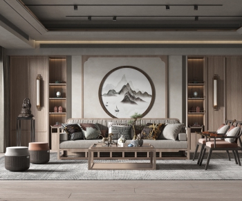 New Chinese Style A Living Room-ID:489195111