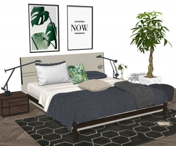 Nordic Style Double Bed-ID:244316103