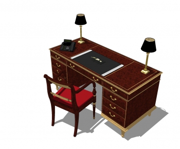 European Style Computer Desk And Chair-ID:381541013