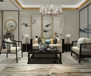 New Chinese Style A Living Room-ID:408868073