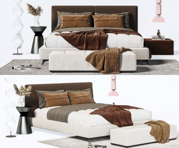 Wabi-sabi Style Double Bed-ID:401189099