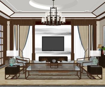 New Chinese Style Sofa Combination-ID:430103069