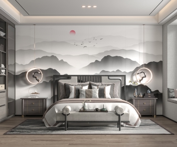 New Chinese Style Bedroom-ID:424227957