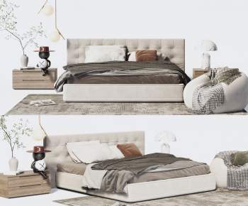 Wabi-sabi Style Double Bed-ID:755028015