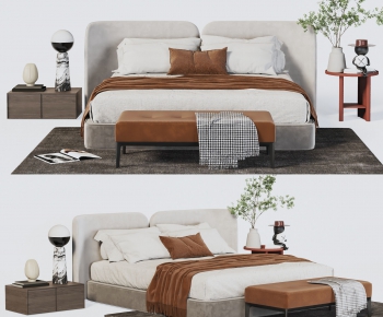 Wabi-sabi Style Double Bed-ID:954576021