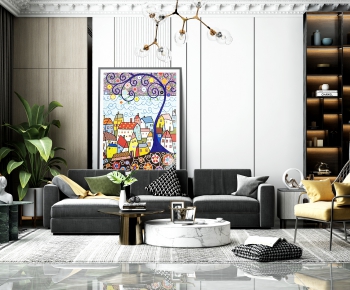 Modern A Living Room-ID:615120893
