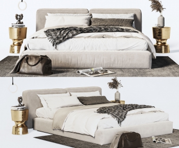 Wabi-sabi Style Double Bed-ID:958540482