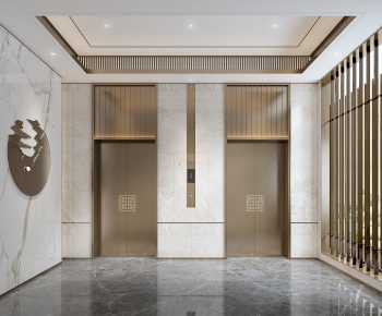 New Chinese Style Office Elevator Hall-ID:731559047