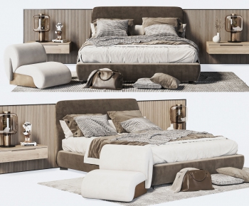 Wabi-sabi Style Double Bed-ID:626051908