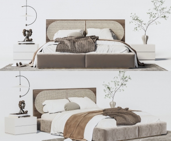 Wabi-sabi Style Double Bed-ID:835872894