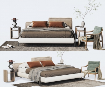 Wabi-sabi Style Double Bed-ID:933882955