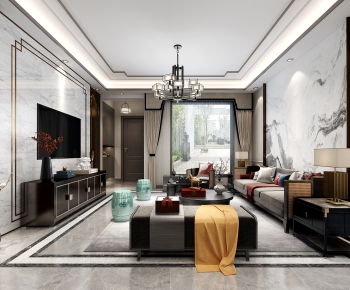 New Chinese Style A Living Room-ID:807776937