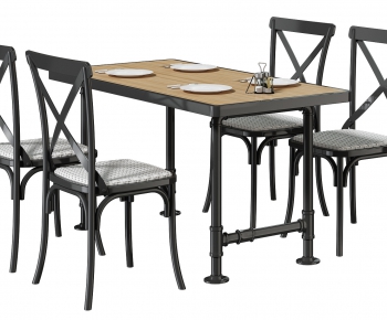 Industrial Style Dining Table And Chairs-ID:679470065
