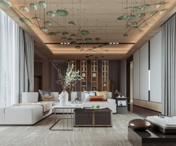 New Chinese Style A Living Room-ID:655694964