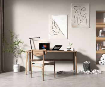 Wabi-sabi Style Computer Desk And Chair-ID:881445886