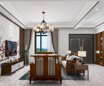New Chinese Style A Living Room-ID:505938054