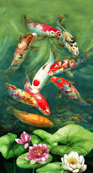 新中式鲤鱼装饰画-ID:727394101