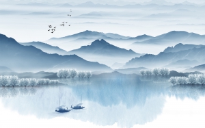 新中式山水壁画-ID:5136149